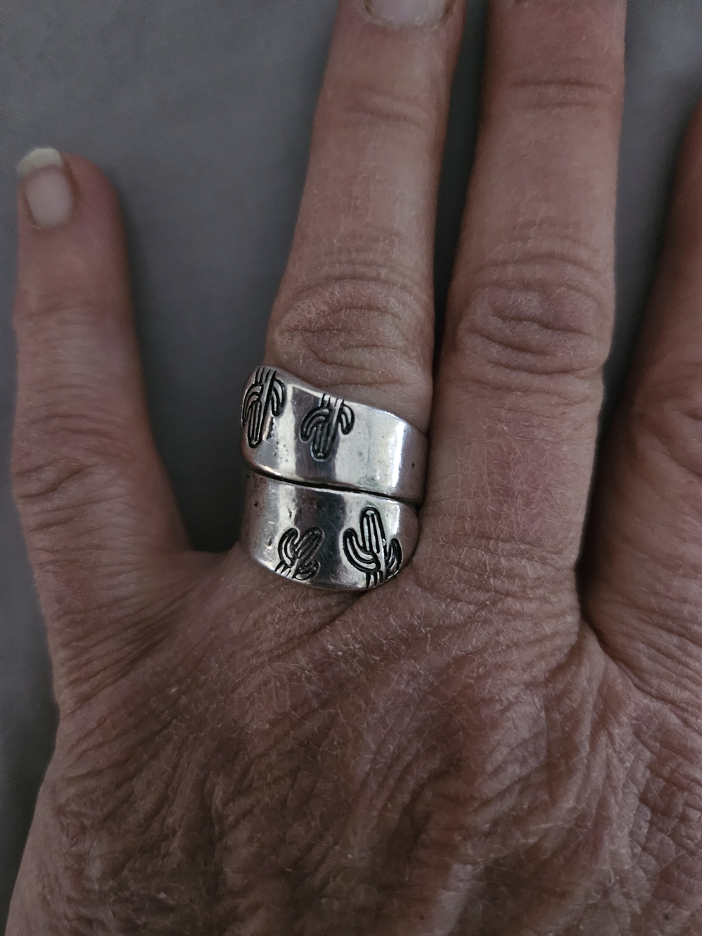 Silver Cactus Wrap Ring for Women